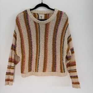 Billabong Cream and Brown Striped Sweater